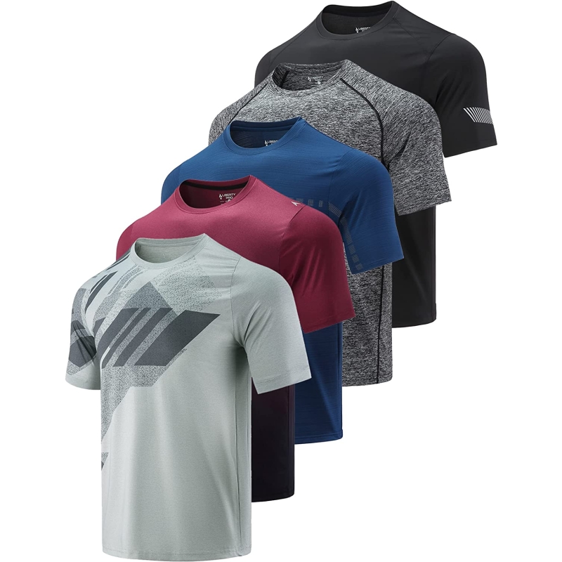 5 Pack Men’s Active Quick Dry Crew Neck T Shirts | Athletic Running Gym Workout Short Sleeve Tee Tops Bulk - Image 8